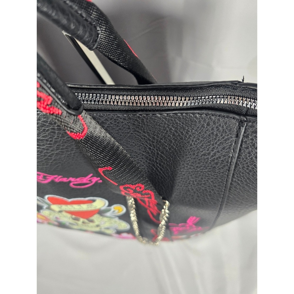 Y2k Ed Hardy Skull Black Floral Tote Bag Floral Skull Tattoo nwt Luggage - Picture 8 of 16